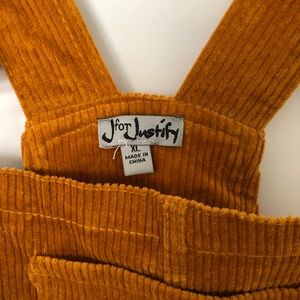 Mustard corduroy overall dress
